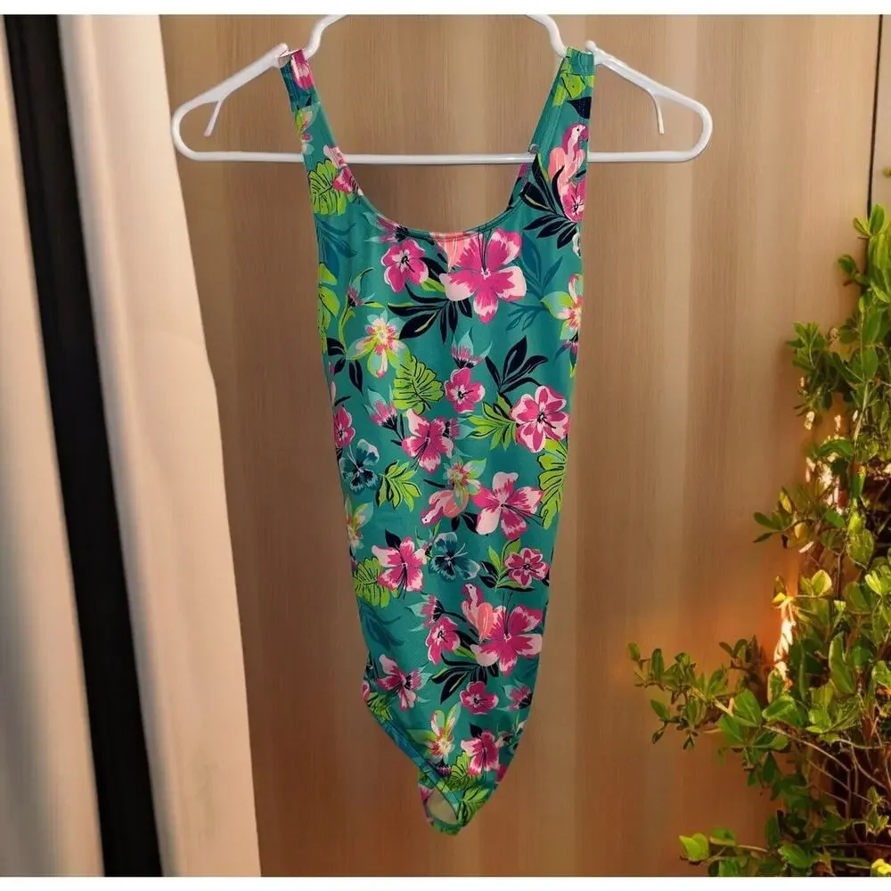 Lands’ End Bathing Suit Swimwear One Piece Swimsuit size 16 Girls‎ Floral Pink